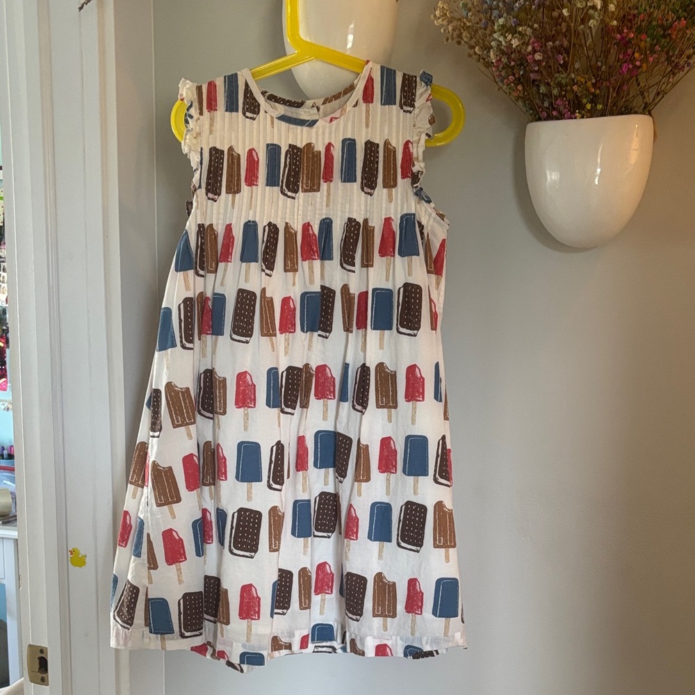 Pink Chicken Popsicle Print Kids Dress